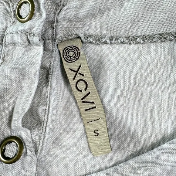 XCVI Womens S Linen Sleeveless Tank Top Mixed Media Layering Boho Neutral Clean - Picture 4 of 9